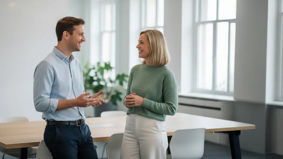 Zwei Kolleg:innen sprechen über modernes Recruiting