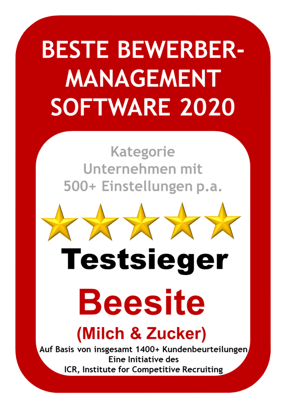 Auszeichnung für Beesite - Beste Bewerber Management Software 2020