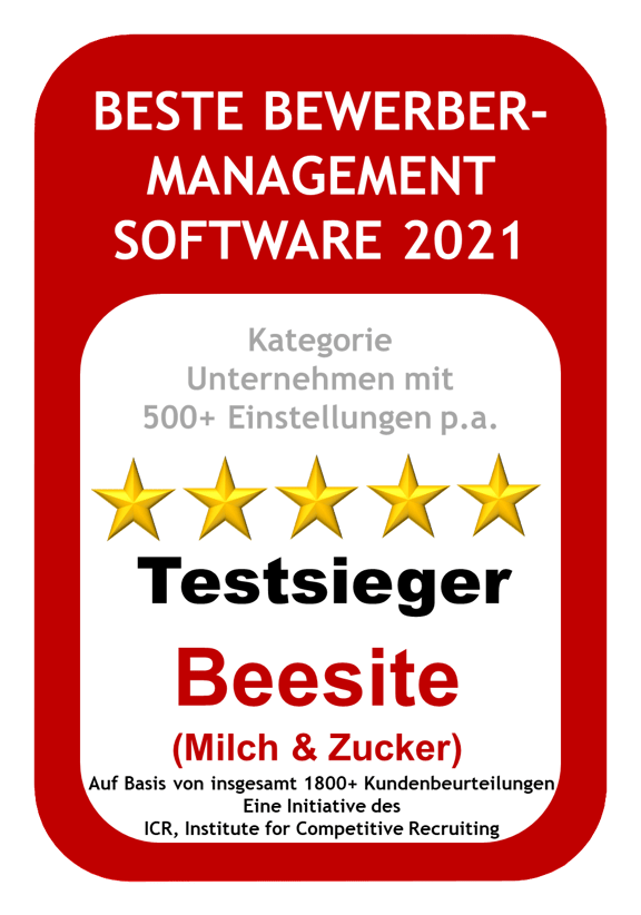 Auszeichnung für Beesite - Beste Bewerber Management Software 2021