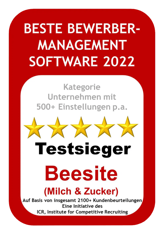 Auszeichnung für Beesite - Beste Bewerber Management Software 2022