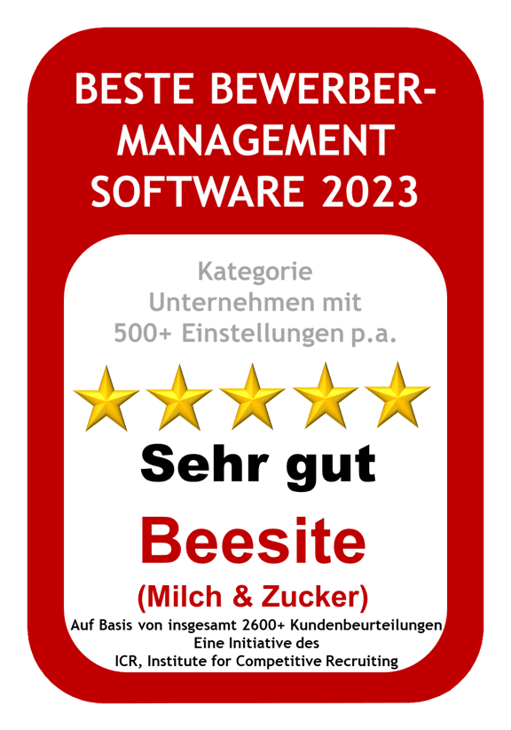 Auszeichnung für Beesite - Beste Bewerber Management Software 2023