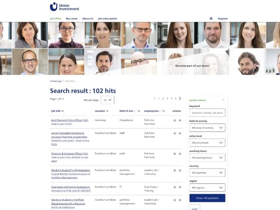 Reference Union Investment jobboard